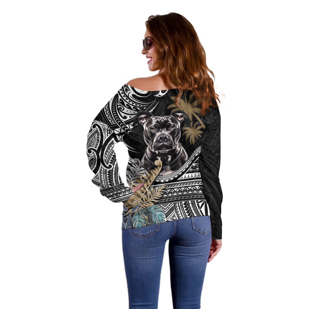 Polynesian Pitbull Off Shoulder Sweater Polynesian Pattern And Pitbull TS04 - Polynesian Pride