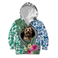 Polynesian Yorkshire Terrier Kid Hoodie Polynesian Pattern And Yorkshire Terrier TS04 Zip Hoodie Multicolor - Polynesian Pride