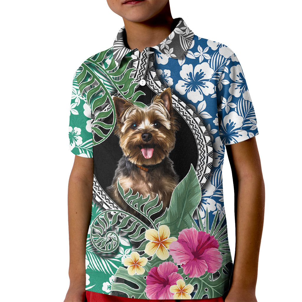 Polynesian Yorkshire Terrier Kid Polo Shirt Polynesian Pattern And Yorkshire Terrier TS04 Kid Multicolor - Polynesian Pride