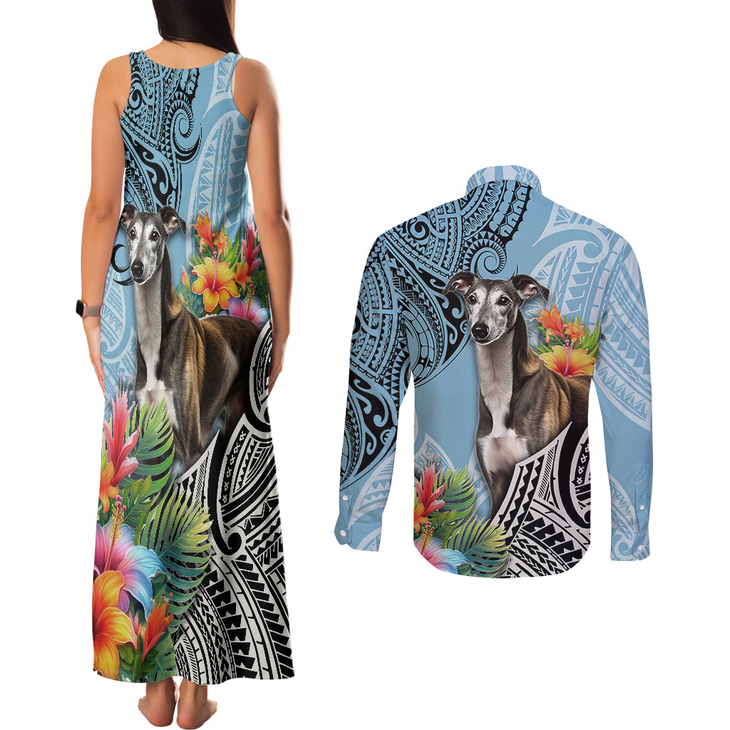 Polynesian Greyhound Couples Matching Tank Maxi Dress and Long Sleeve Button Shirts Polynesian Pattern And Greyhound TS04 - Polynesian Pride