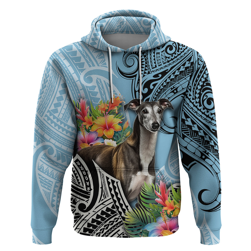 Polynesian Greyhound Hoodie Polynesian Pattern And Greyhound TS04 Cyan - Polynesian Pride