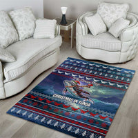 Tonga Christmas Area Rug with Singing Whale Ocean Scene National Coat of Arms - Polynesian Pride