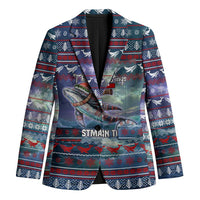 Tonga Christmas Blazer with Singing Whale Ocean Scene National Coat of Arms - Polynesian Pride