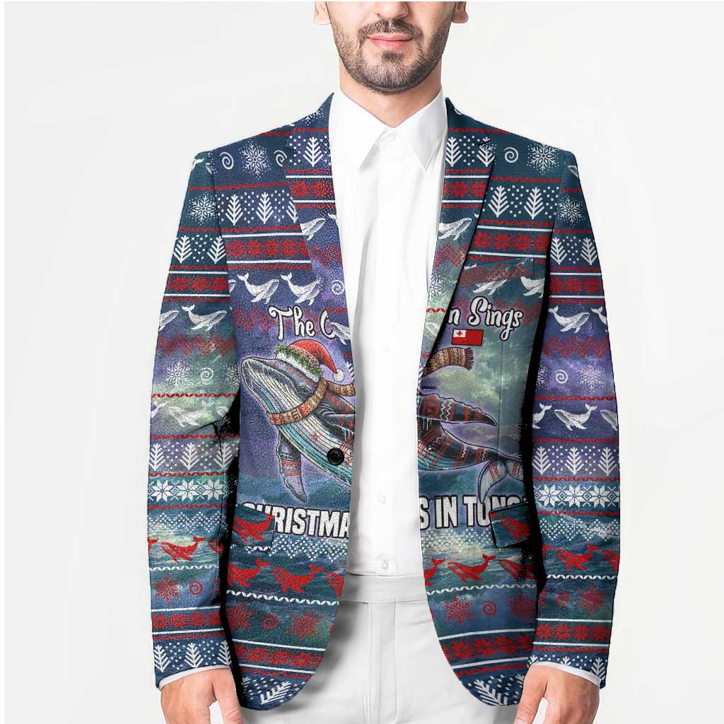 Tonga Christmas Blazer with Singing Whale Ocean Scene National Coat of Arms - Polynesian Pride