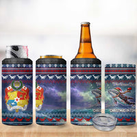 Tonga Christmas 4 in 1 Can Cooler Tumbler with Singing Whale Ocean Scene National Coat of Arms - Polynesian Pride