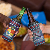 Tonga Christmas 4 in 1 Can Cooler Tumbler with Singing Whale Ocean Scene National Coat of Arms - Polynesian Pride