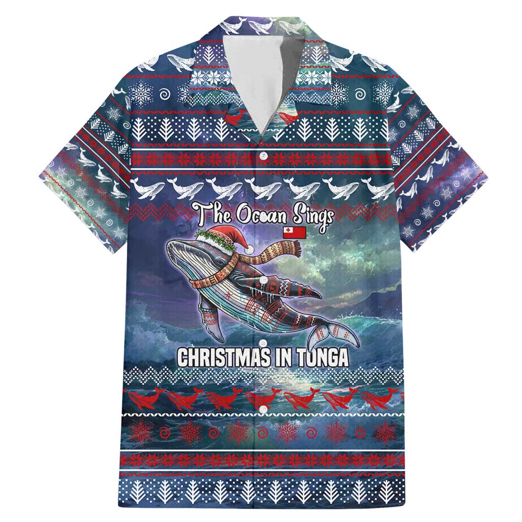 Tonga Christmas Family Matching Mermaid Dress and Hawaiian Shirt with Singing Whale Ocean Scene National Coat of Arms - Polynesian Pride