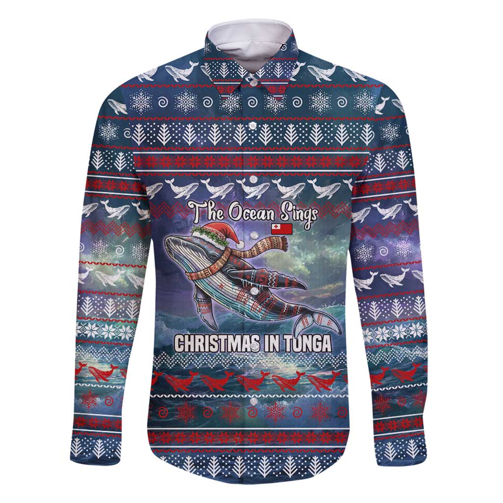 Tonga Christmas Family Matching Mermaid Dress and Hawaiian Shirt with Singing Whale Ocean Scene National Coat of Arms - Polynesian Pride