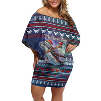 Tonga Christmas Family Matching Off Shoulder Short Dress and Hawaiian Shirt with Singing Whale Ocean Scene National Coat of Arms - Polynesian Pride