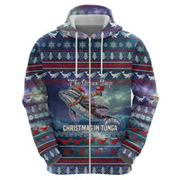 Tonga Christmas Hoodie with Singing Whale Ocean Scene National Coat of Arms - Polynesian Pride