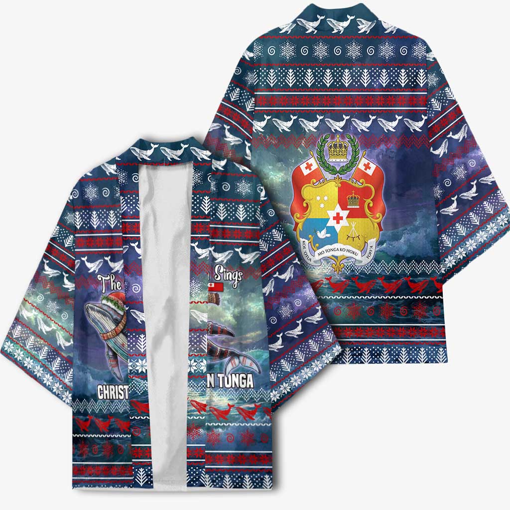 Tonga Christmas Kimono with Singing Whale Ocean Scene National Coat of Arms - Polynesian Pride