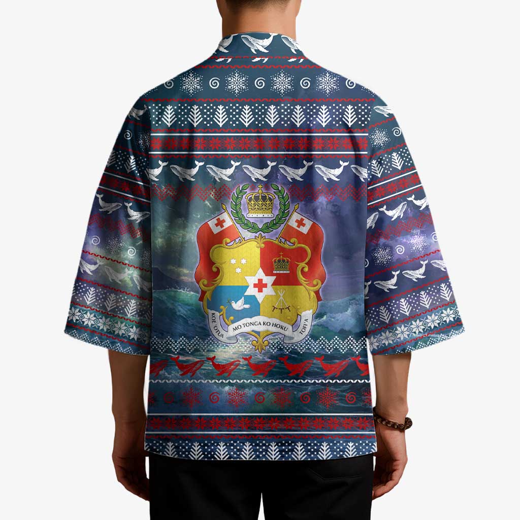 Tonga Christmas Kimono with Singing Whale Ocean Scene National Coat of Arms - Polynesian Pride