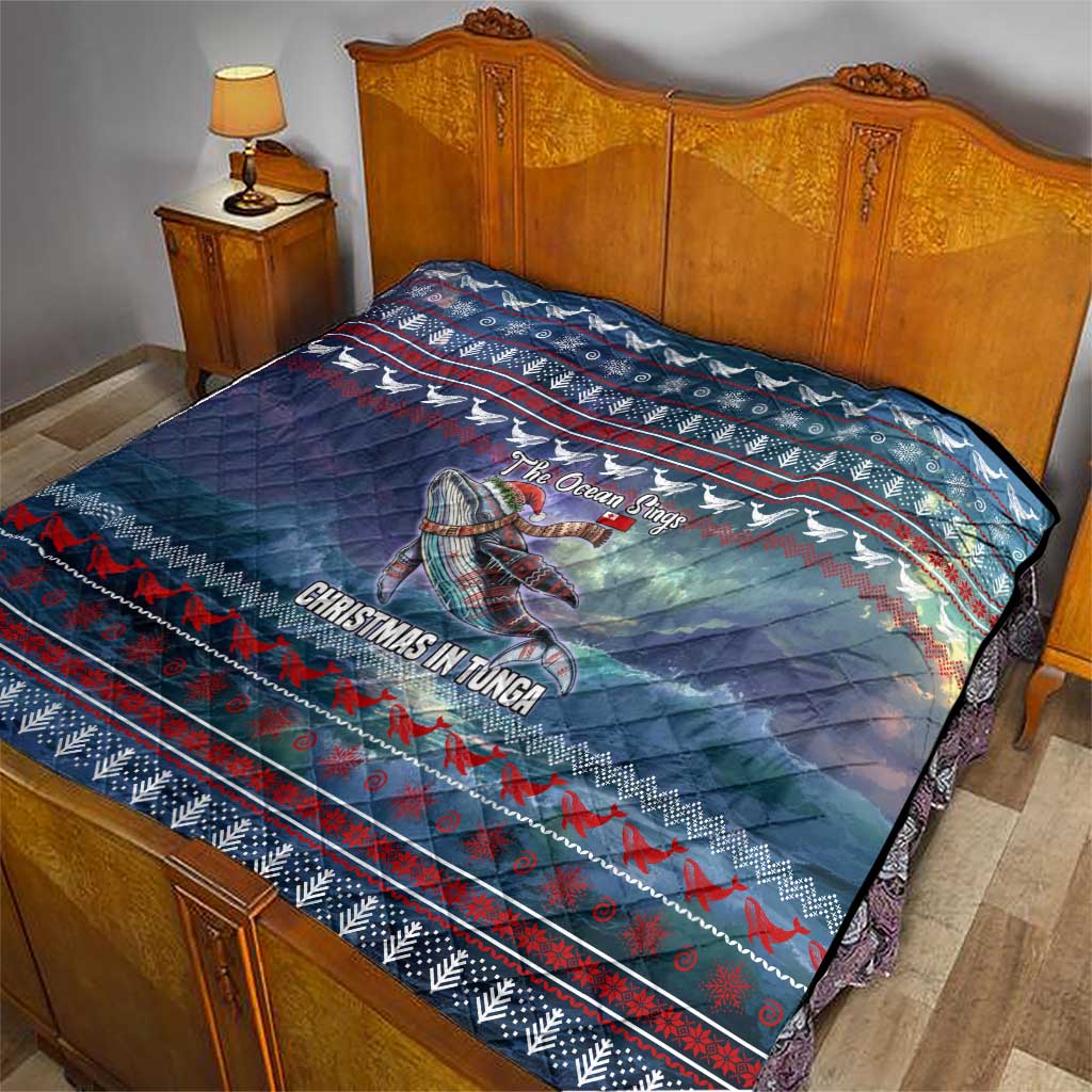 Tonga Christmas Quilt with Singing Whale Ocean Scene National Coat of Arms - Polynesian Pride