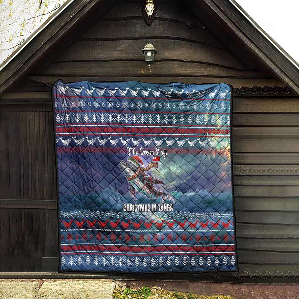 Tonga Christmas Quilt with Singing Whale Ocean Scene National Coat of Arms - Polynesian Pride