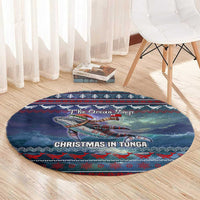 Tonga Christmas Round Carpet with Singing Whale Ocean Scene National Coat of Arms - Polynesian Pride