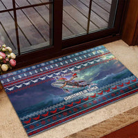Tonga Christmas Rubber Doormat with Singing Whale Ocean Scene National Coat of Arms - Polynesian Pride