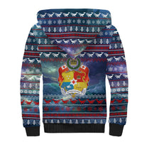 Tonga Christmas Sherpa Hoodie with Singing Whale Ocean Scene National Coat of Arms - Polynesian Pride