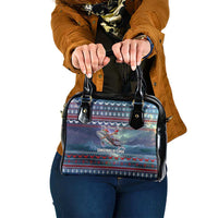 Tonga Christmas Shoulder Handbag with Singing Whale Ocean Scene National Coat of Arms - Polynesian Pride