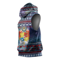 Tonga Christmas Sleeveless Hoodie with Singing Whale Ocean Scene National Coat of Arms - Polynesian Pride