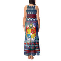 Tonga Christmas Tank Maxi Dress with Singing Whale Ocean Scene National Coat of Arms - Polynesian Pride