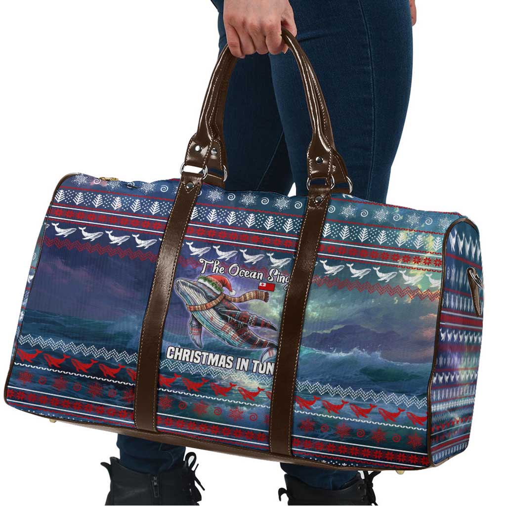 Tonga Christmas Travel Bag with Singing Whale Ocean Scene National Coat of Arms - Polynesian Pride