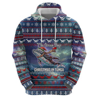 Tonga Christmas Zip Hoodie with Singing Whale Ocean Scene National Coat of Arms - Polynesian Pride