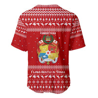 Tonga Christmas Baseball Jersey with Sea Turtle Coral Reef Design Snowflake Pattern and National Emblem - Polynesian Pride