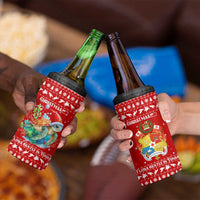 Tonga Christmas 4 in 1 Can Cooler Tumbler with Sea Turtle Coral Reef Design Snowflake Pattern and National Emblem - Polynesian Pride