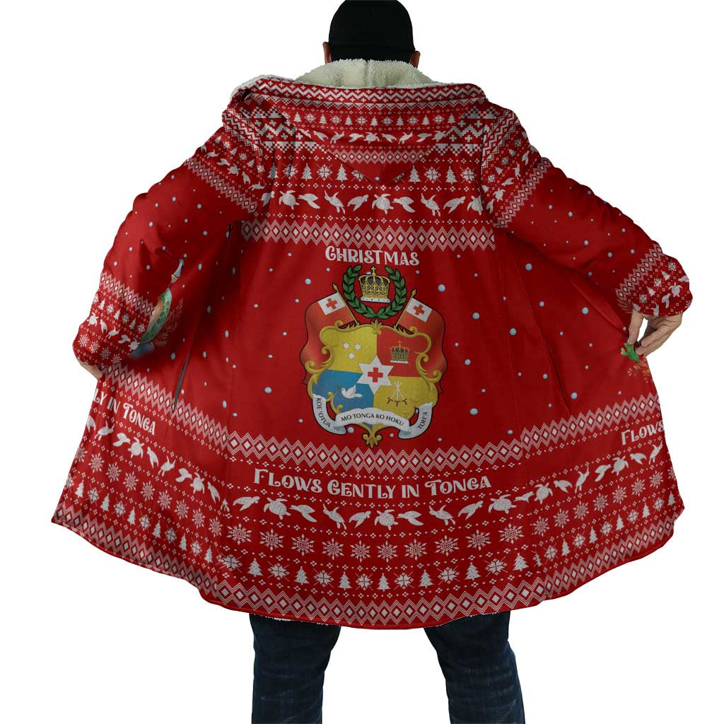 Tonga Christmas Cloak with Sea Turtle Coral Reef Design Snowflake Pattern and National Emblem - Polynesian Pride