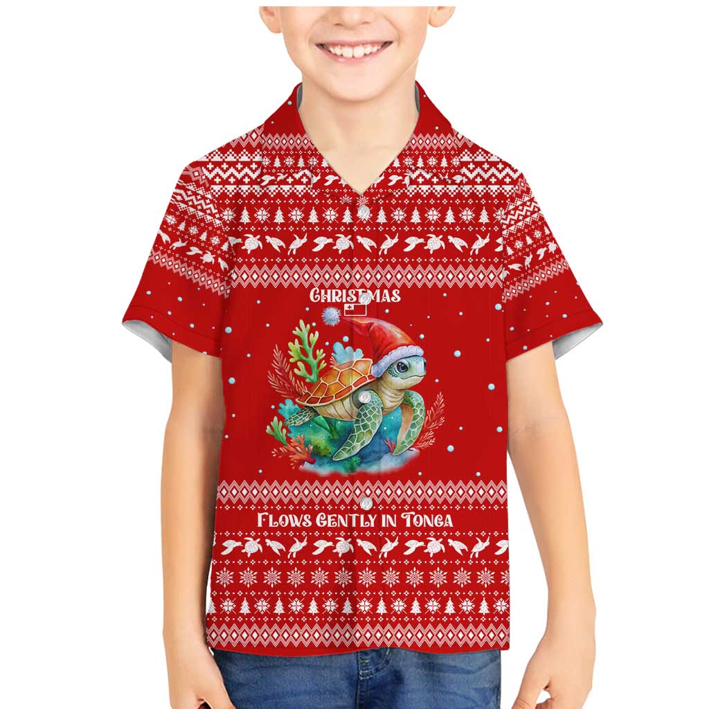 Tonga Christmas Family Matching Mermaid Dress and Hawaiian Shirt with Sea Turtle Coral Reef Design Snowflake Pattern and National Emblem - Polynesian Pride