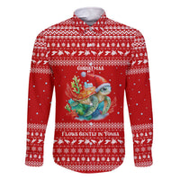 Tonga Christmas Family Matching Off The Shoulder Long Sleeve Dress and Hawaiian Shirt with Sea Turtle Coral Reef Design Snowflake Pattern and National Emblem - Polynesian Pride