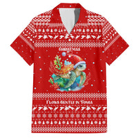 Tonga Christmas Family Matching Short Sleeve Bodycon Dress and Hawaiian Shirt with Sea Turtle Coral Reef Design Snowflake Pattern and National Emblem - Polynesian Pride