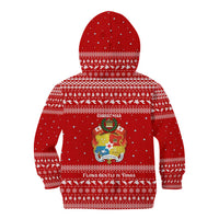 Tonga Christmas Kid Hoodie with Sea Turtle Coral Reef Design Snowflake Pattern and National Emblem - Polynesian Pride