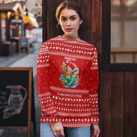 Tonga Christmas Ugly Christmas Sweater with Sea Turtle Coral Reef Design Snowflake Pattern and National Emblem - Polynesian Pride