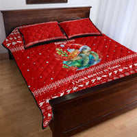 Tonga Christmas Quilt Bed Set with Sea Turtle Coral Reef Design Snowflake Pattern and National Emblem - Polynesian Pride