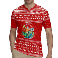 Tonga Christmas Rugby Jersey with Sea Turtle Coral Reef Design Snowflake Pattern and National Emblem - Polynesian Pride