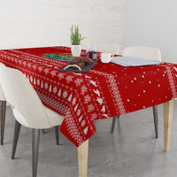 Tonga Christmas Tablecloth with Sea Turtle Coral Reef Design Snowflake Pattern and National Emblem - Polynesian Pride