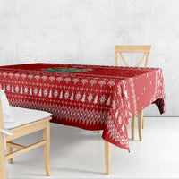 Tonga Christmas Tablecloth with Sea Turtle Coral Reef Design Snowflake Pattern and National Emblem - Polynesian Pride