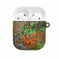 Yeah Nah Graffiti Skull New Zealand Slang AirPods Case Kiwi Grunge Brick Wall and Bold Urban Street Art TS04 Multicolor - Polynesian Pride