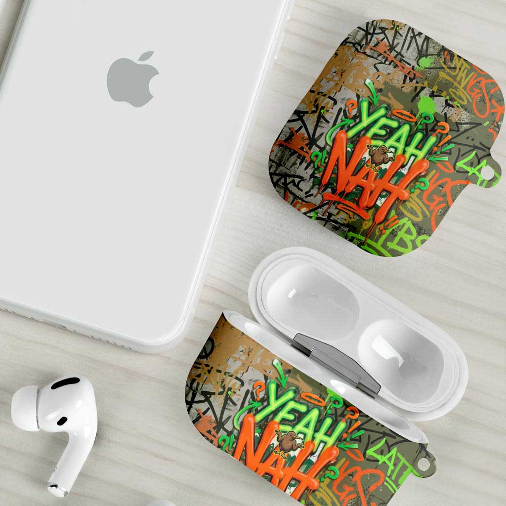 Yeah Nah Graffiti Skull New Zealand Slang AirPods Case Kiwi Grunge Brick Wall and Bold Urban Street Art TS04 - Polynesian Pride