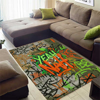 Yeah Nah Graffiti Skull New Zealand Slang Area Rug Kiwi Grunge Brick Wall and Bold Urban Street Art TS04 - Polynesian Pride