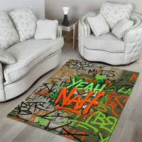 Yeah Nah Graffiti Skull New Zealand Slang Area Rug Kiwi Grunge Brick Wall and Bold Urban Street Art TS04 - Polynesian Pride