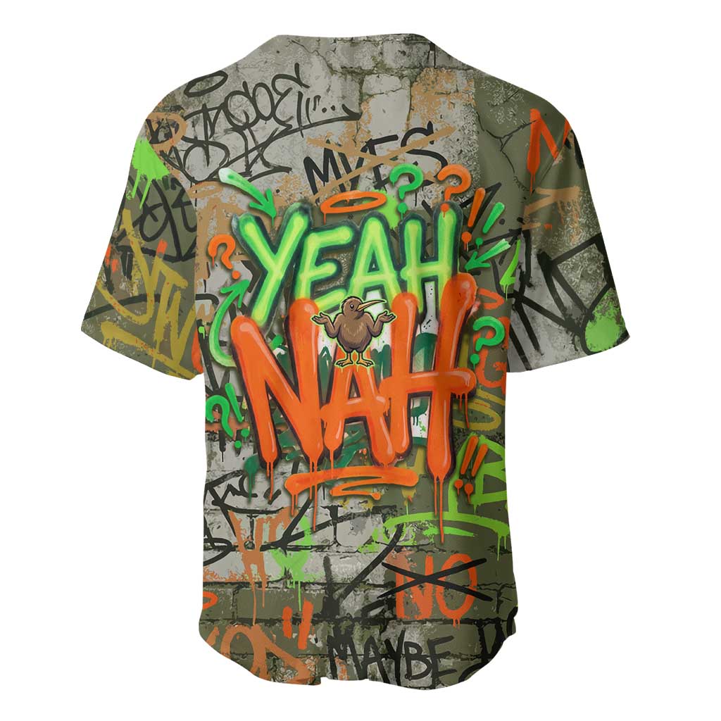 Yeah Nah Graffiti Skull New Zealand Slang Baseball Jersey Kiwi Grunge Brick Wall and Bold Urban Street Art TS04 - Polynesian Pride