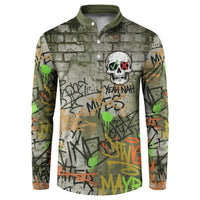 Yeah Nah Graffiti Skull New Zealand Slang Button Sweatshirt Kiwi Grunge Brick Wall and Bold Urban Street Art TS04 Multicolor - Polynesian Pride