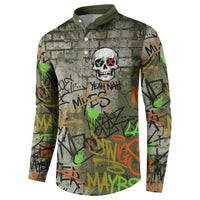 Yeah Nah Graffiti Skull New Zealand Slang Button Sweatshirt Kiwi Grunge Brick Wall and Bold Urban Street Art TS04 - Polynesian Pride