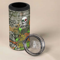 Yeah Nah Graffiti Skull New Zealand Slang 4 in 1 Can Cooler Tumbler Kiwi Grunge Brick Wall and Bold Urban Street Art TS04 - Polynesian Pride