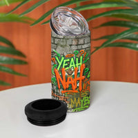 Yeah Nah Graffiti Skull New Zealand Slang 4 in 1 Can Cooler Tumbler Kiwi Grunge Brick Wall and Bold Urban Street Art TS04 - Polynesian Pride