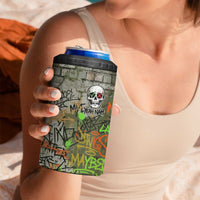 Yeah Nah Graffiti Skull New Zealand Slang 4 in 1 Can Cooler Tumbler Kiwi Grunge Brick Wall and Bold Urban Street Art TS04 - Polynesian Pride