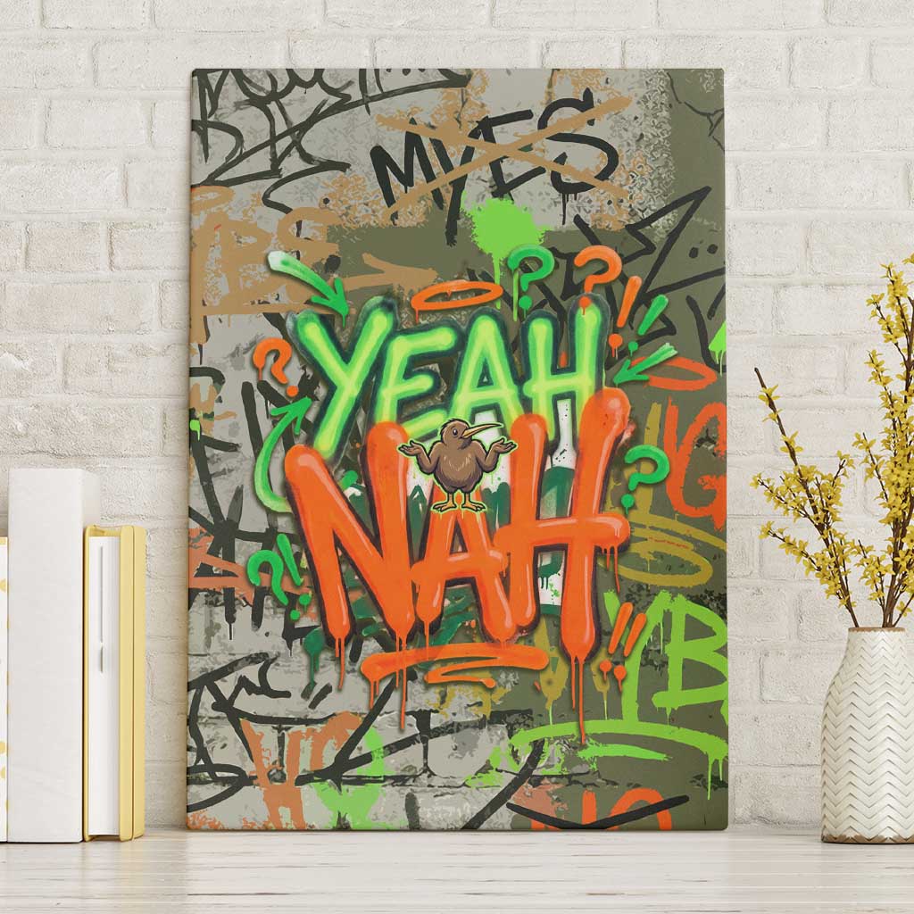 Yeah Nah Graffiti Skull New Zealand Slang Canvas Wall Art Kiwi Grunge Brick Wall and Bold Urban Street Art TS04 Without Frame Multicolor - Polynesian Pride