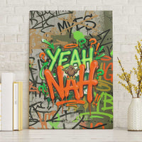 Yeah Nah Graffiti Skull New Zealand Slang Canvas Wall Art Kiwi Grunge Brick Wall and Bold Urban Street Art TS04 Without Frame Multicolor - Polynesian Pride